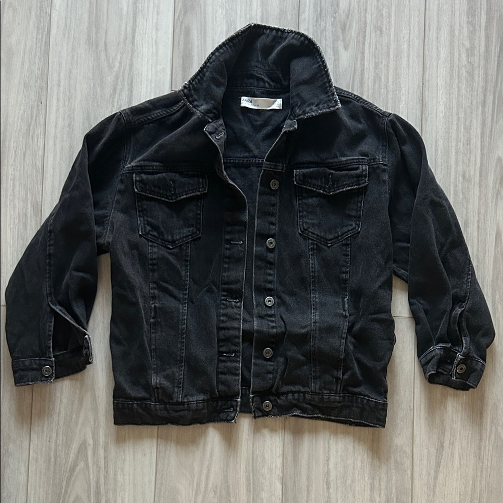 Zara Vintage Black/ Charcoal Oversized Denim Jacket